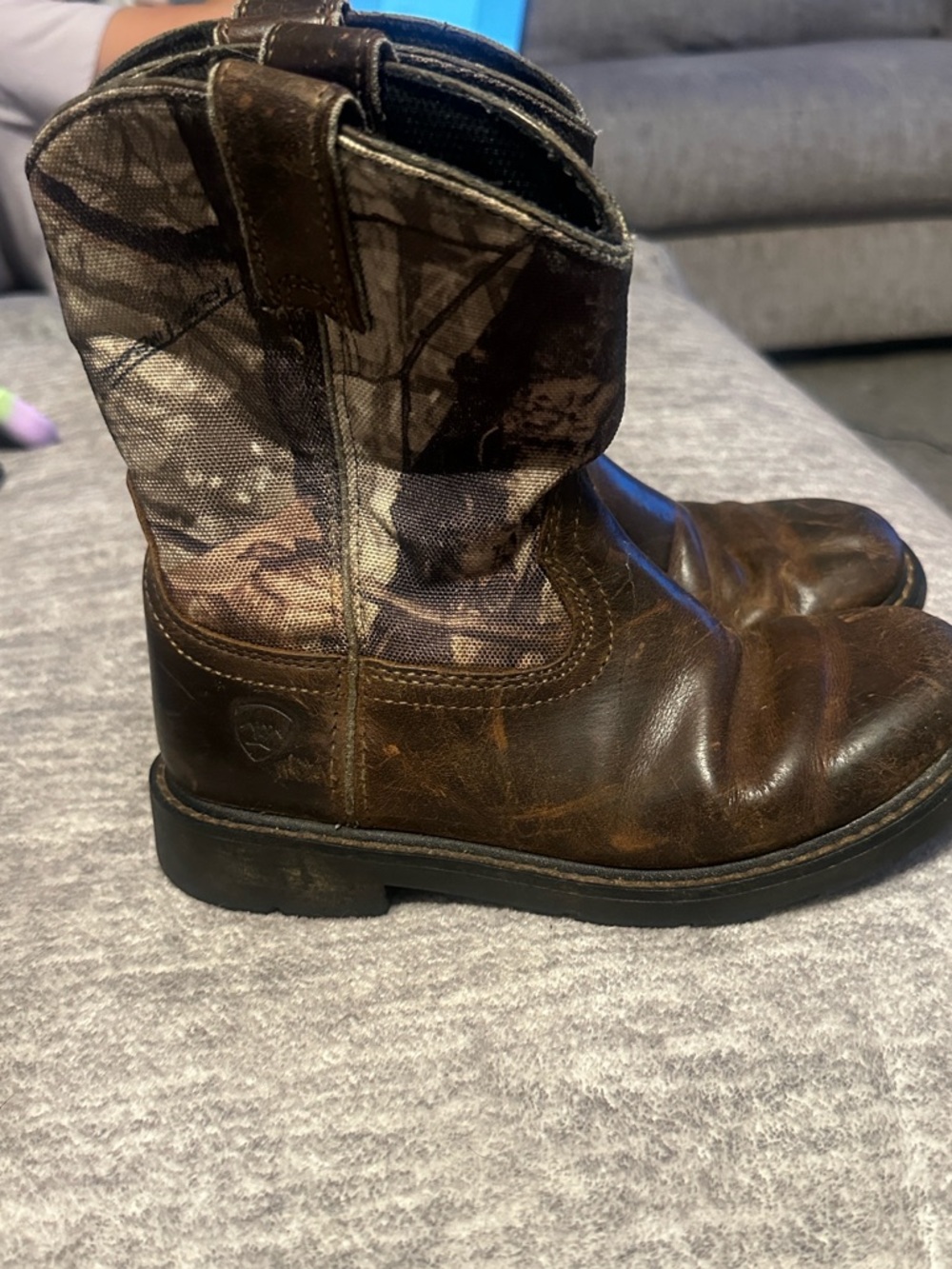 Ariat Kids Brown Leather & Camo Pull-On Boots
